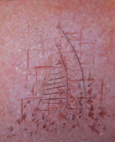 Painting titled "Empreinte en Rose" by Piroska Fekete Fkt, Original Artwork, Acrylic Mounted on Wood Stretcher frame