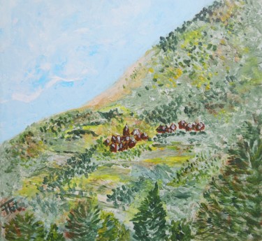 Pittura intitolato "Village" da Piroska Fekete Fkt, Opera d'arte originale, Acrilico