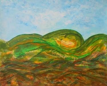 Картина под названием "Ondulations" - Piroska Fekete Fkt, Подлинное произведение искусства, Акрил Установлен на Деревянная п…