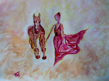 Peinture intitulée "Soirée Equestre" par Piroska Fekete Fkt, Œuvre d'art originale, Acrylique