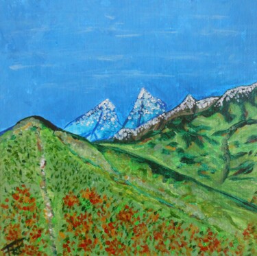 Peinture intitulée "Neige sur les Hauts…" par Piroska Fekete Fkt, Œuvre d'art originale, Acrylique