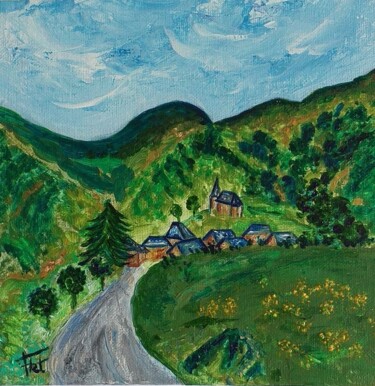 Painting titled "Cirès le Village" by Piroska Fekete Fkt, Original Artwork, Acrylic