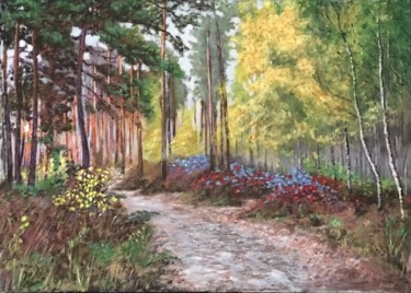 Peinture intitulée "Chemin fleuri" par Gerard Pisson, Œuvre d'art originale, Acrylique Monté sur Châssis en bois