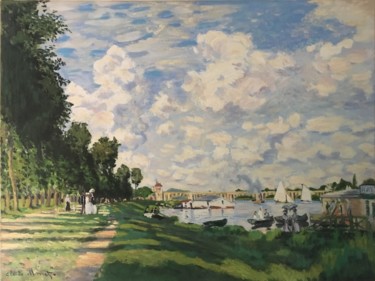 Painting titled "Le Bassin d'Argente…" by Gerard Pisson, Original Artwork, Oil Mounted on Wood Stretcher frame