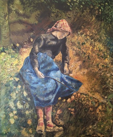 Pintura intitulada "Jeune fille à la ba…" por Gerard Pisson, Obras de arte originais, Óleo Montado em Armação em madeira