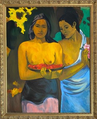 Картина под названием "D'après Gauguin "De…" - Gerard Pisson, Подлинное произведение искусства, Масло