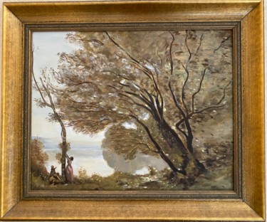 Painting titled "D'après Corot" by Gerard Pisson, Original Artwork, Oil