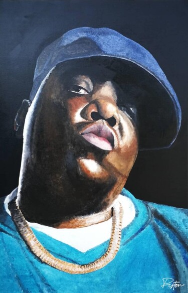 Painting titled "BIGGIE" by Pistonae, Original Artwork, Oil