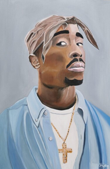 Painting titled "Tupac" by Pistonae, Original Artwork, Oil