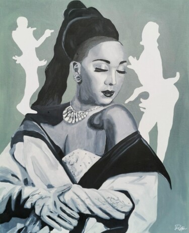Malerei mit dem Titel "Josephine Baker" von Pistonae, Original-Kunstwerk, Öl