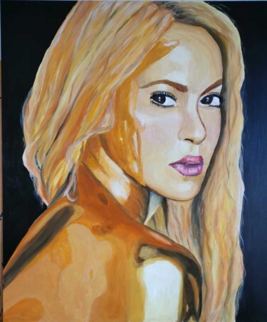 Painting titled "Shakira" by Pistonae, Original Artwork, Oil
