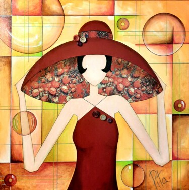 Peinture intitulée "La femme au chapeau…" par Pita, Œuvre d'art originale, Acrylique Monté sur Châssis en bois