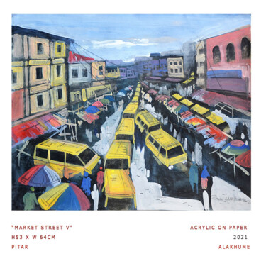 Pintura titulada "Market Street v" por Pitar Alakhume Signature Art Gallery, Obra de arte original, Acrílico