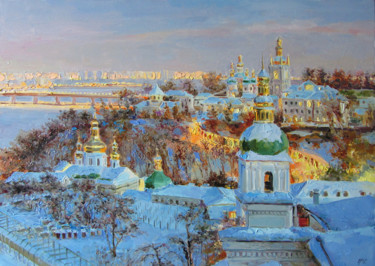 Painting titled "Views of the Pecher…" by Piter Lisenko, Original Artwork, Oil