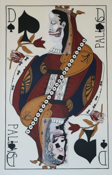 Malerei mit dem Titel "Le Jeu de 34 cartes" von Pitout Bnjrbv, Original-Kunstwerk, Öl Auf Keilrahmen aus Holz montiert