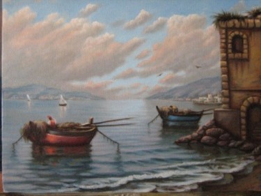 Painting titled "pescatori" by Luigi Cianciulli, Original Artwork, Oil