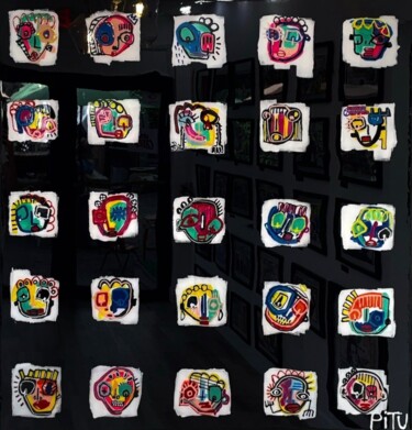 Pintura intitulada "25 Heads" por Pitu, Obras de arte originais, Acrílico