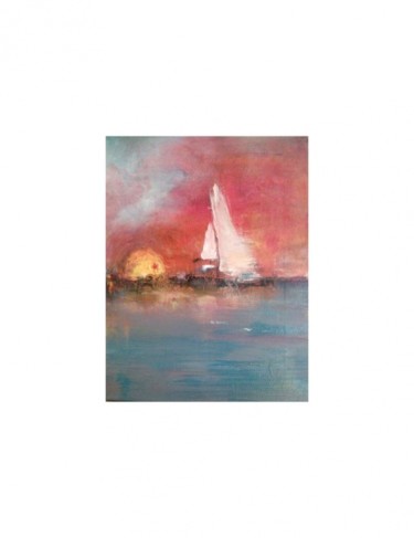 Peinture intitulée "coucher de soleil" par Pivas, Œuvre d'art originale, Huile