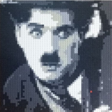 Sculpture titled "Charlot ô Lego" by Pix'Elle Art Mosaïque, Original Artwork, Mosaic Mounted on Wood Panel