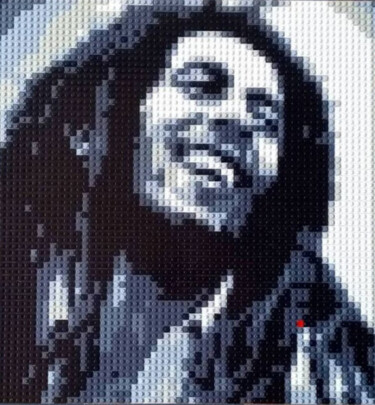 Sculpture titled "Bob Marley ô Lego" by Pix'Elle Art Mosaïque, Original Artwork, Mosaic Mounted on Wood Panel