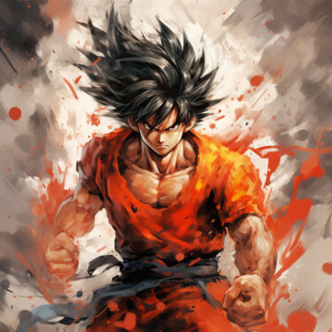 Arte digitale intitolato "Son Goku" da Pixinxt, Opera d'arte originale, Immagine generata dall'IA