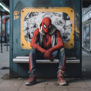 Digital Arts titled "Spider waiting for…" by Pixinxt, Original Artwork, AI generated image