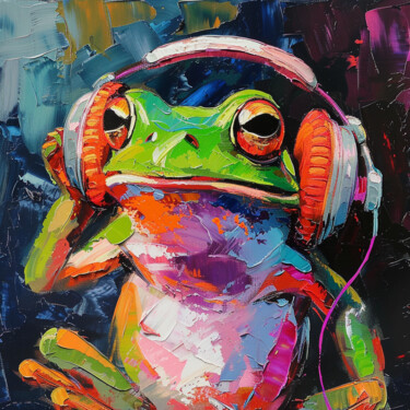 Arts numériques intitulée "Dj Frog" par Pixinxt, Œuvre d'art originale, Image générée par l'IA