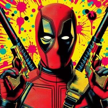 Digitale Kunst getiteld "Deadpool Warhol" door Pixinxt, Origineel Kunstwerk, AI gegenereerde afbeelding