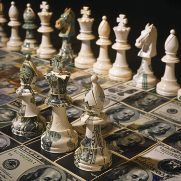 Artes digitais intitulada "Money Chess" por Pixinxt, Obras de arte originais, Imagem gerada por IA