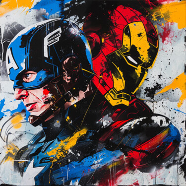 Arte digital titulada "Captain America & I…" por Pixinxt, Obra de arte original, Imagen generada por IA