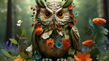 Arte digitale intitolato "Owl" da Pixqix, Opera d'arte originale, Immagine generata dall'IA