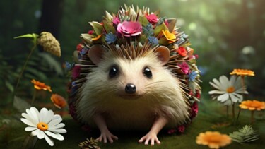 Arte digitale intitolato "Hedgehog" da Pixqix, Opera d'arte originale, Immagine generata dall'IA