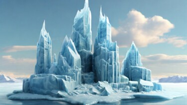 Artes digitais intitulada "Ice skyscrapers" por Pixqix, Obras de arte originais, Imagem gerada por IA