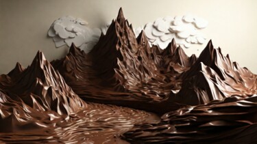 Цифровое искусство под названием "Chocolate mountains" - Pixqix, Подлинное произведение искусства, Изображение, сгенерирован…