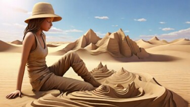 Digitale Kunst mit dem Titel "Sand woman" von Pixqix, Original-Kunstwerk, KI-generiertes Bild