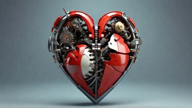 Digital Arts titled "Mechanical heart" by Pixqix, Original Artwork, AI generated image