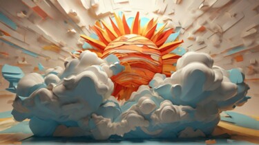 Цифровое искусство под названием "Abstract sun" - Pixqix, Подлинное произведение искусства, Изображение, сгенерированное ИИ