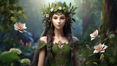 Arte digitale intitolato "Elven woman" da Pixqix, Opera d'arte originale, Immagine generata dall'IA
