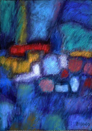 MATIN BLEU Peinture intitulée "MATIN BLEU" par Jacqueline Pizano, Œuvre d'art originale, Pastel