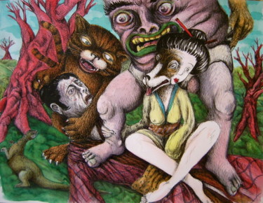 Disegno intitolato "Mad in Japan" da Patrick Jannin, Opera d'arte originale, Inchiostro