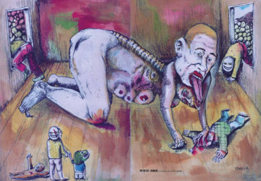 Dibujo titulada "Prémices de la folie" por Patrick Jannin, Obra de arte original, Tinta