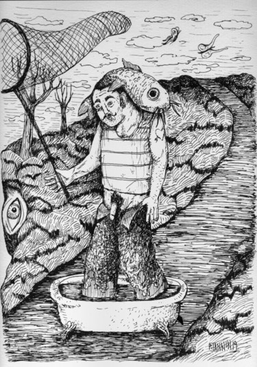 Desenho intitulada "Sur les bords du Ch…" por Patrick Jannin, Obras de arte originais, Tinta