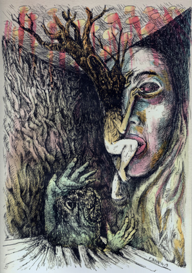 Рисунок под названием "Love me tant d'heur…" - Patrick Jannin, Подлинное произведение искусства, Цветные карандаши