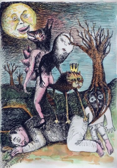 Songe d'une nuit d'Ethyl Dessin intitulée "Songe d'une nuit d'…" par Patrick Jannin, Œuvre d'art originale, Encre