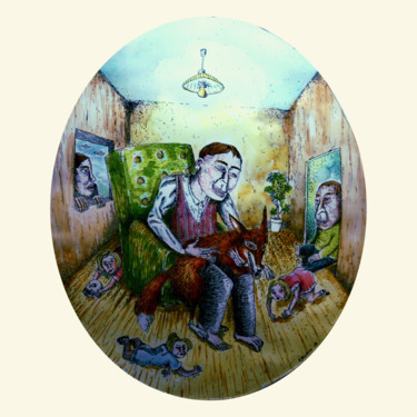 Σχέδιο με τίτλο "Homme Sweet Home" από Patrick Jannin, Αυθεντικά έργα τέχνης, Ακουαρέλα