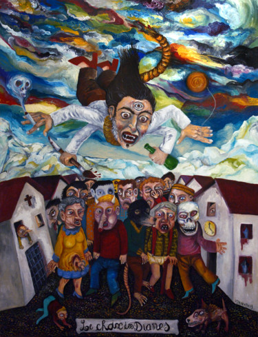 Картина под названием "Le Choix des Drames" - Patrick Jannin, Подлинное произведение искусства, Акрил Установлен на Деревянн…