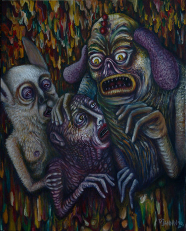 Pintura titulada "Funèbres Psychopomp…" por Patrick Jannin, Obra de arte original, Acrílico Montado en Bastidor de camilla d…