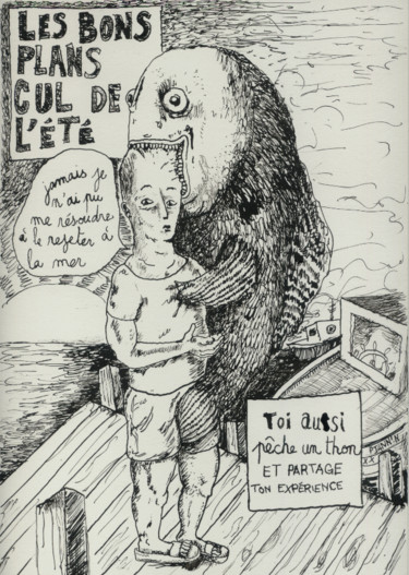 Disegno intitolato "Les bons plans cul…" da Patrick Jannin, Opera d'arte originale, Inchiostro