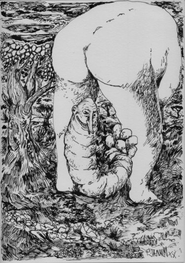 Zeichnungen mit dem Titel "Fondamentalement" von Patrick Jannin, Original-Kunstwerk, Tinte