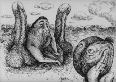 Disegno intitolato "The Caterpillar" da Patrick Jannin, Opera d'arte originale, Inchiostro